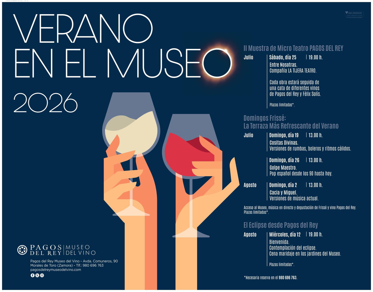 El Museo del Vino Pagos del Rey presenta su programación cultural para este verano con microteatro, los domingos Frissé y enoturismo en torno al eclipse del 12 de agosto