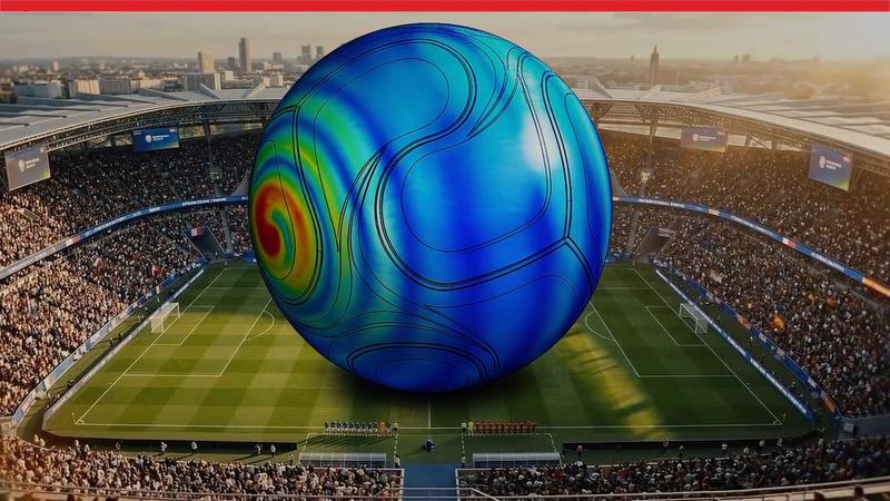 El balón de fútbol de 1930 frente al balón moderno, simulados con solidworks de Dassault Systèmes