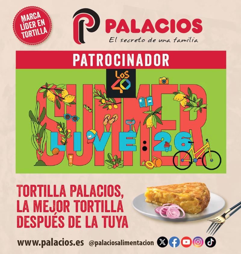 Palacios Alimentación, marca líder en tortilla, patrocina los 40 Summer Live
